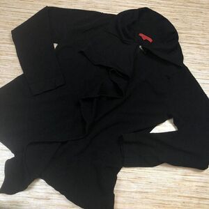 N-271 Coletane ruffle front zip sweater BLACK sz XL